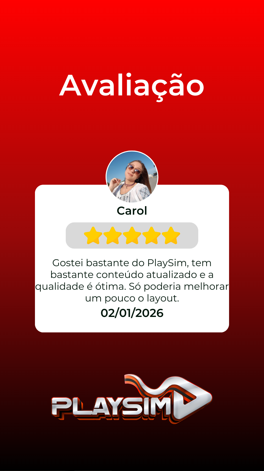 Depoimento de cliente da Playsim