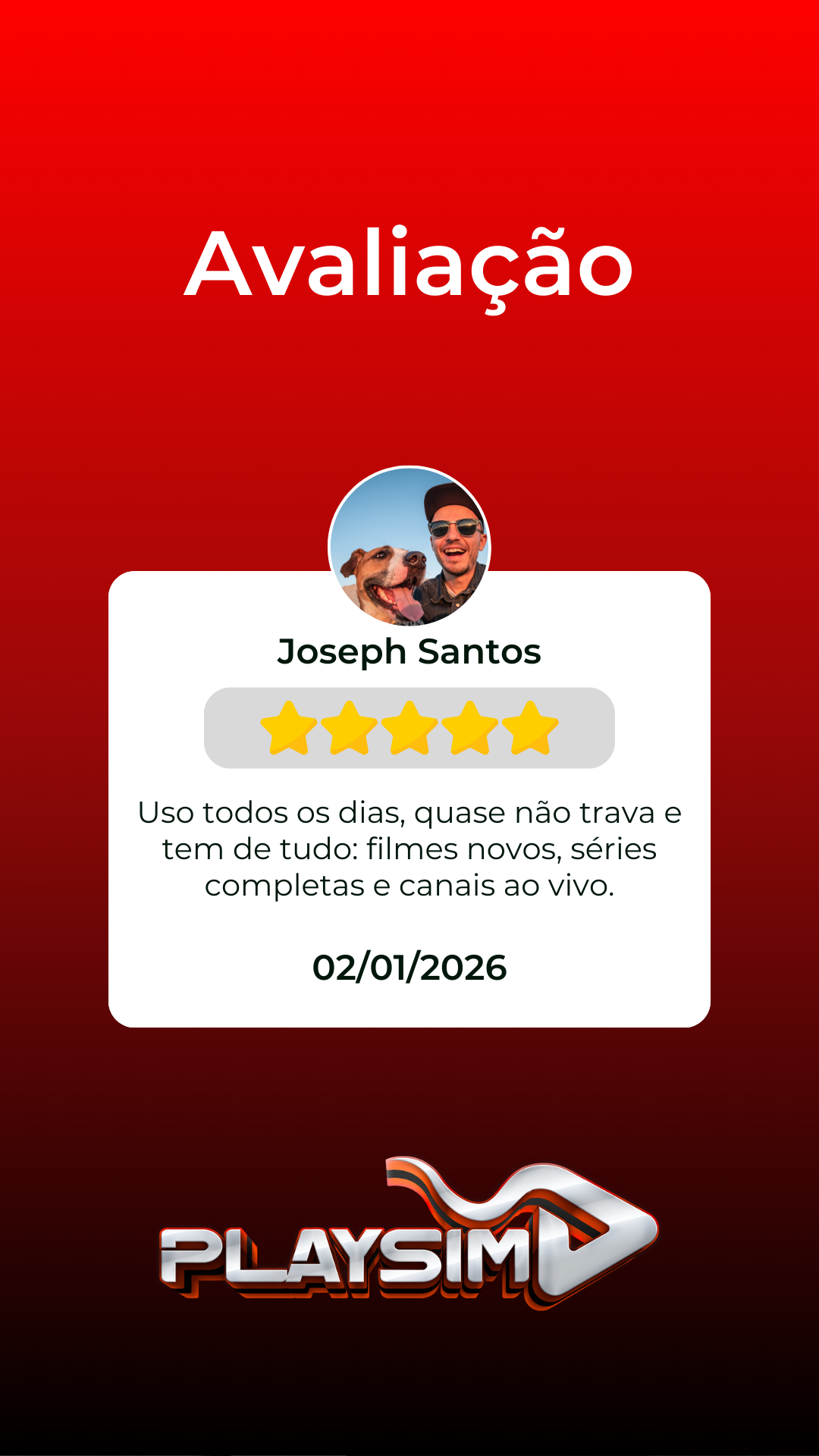Depoimento de cliente da Playsim